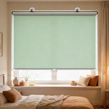 Roller Window Shades No Drilling,Retractable Cordless Blackout Roller Shades Uv Protection Black Blackout Blind Shade Temporary Cover Curtain,Thermal Insulated Privacy Shades for Bedroom Office