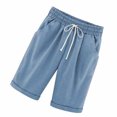 thumbnail image 3 of maytalsory Short Pants Elastic Waistband Loose Shorts Woman Summer Outfits, Blue, L, 3 of 6