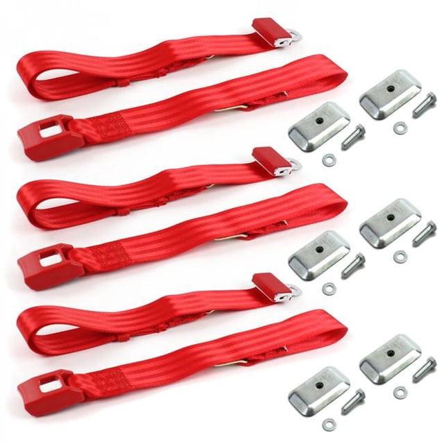 Ford 1933-1934 Modèle C Standard 2 Points Rouge Trousse de Ceinture de Banquette de Genoux avec Support - 3 Ceintures