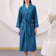 thumbnail image 2 of Timegard Womens Sleepwear Plus Size Long Sleeve Robe Comfy Bathrobes with Pockets Belted Mid Long Nightgown, 2 of 4
