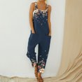 thumbnail image 2 of Salopette Pantalon Mode pour Femmes, Combishort Imprimé à Boutons, Combinaison à Bretelles, 2 of 5