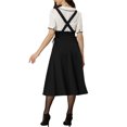 thumbnail image 3 of INSPIRE CHIC Jupe à Bretelles Taille Haute pour Femme, Lacée, Évasée, Midi, Noire, P, 3 of 5