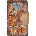 thumbnail image 1 of Artisan Hand-Painted Leaf Genuine Leather Bifold Wallet, 1 of 7