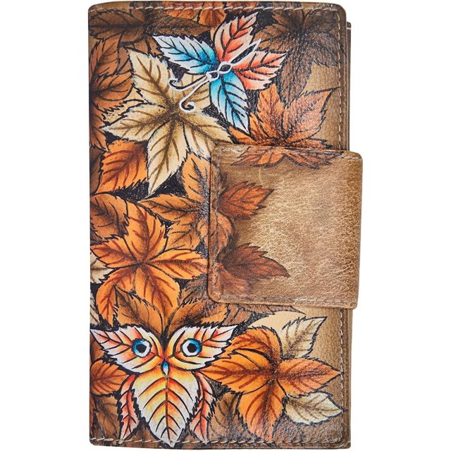 Artisan Hand-Painted Leaf Genuine Leather Bifold Wallet