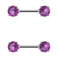 thumbnail image 1 of Nipple Ring Barbells Surgical Steel Front Facing Double Round Gem 14G 12MM Bar, 1 of 9