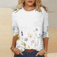 thumbnail image 2 of IROINID T-Shirt à Manches Longues en Polyester pour Femmes T-Shirt Col Rond Décontracté Blouse Imprimée Automne Chandail en Molleton, Jaune, 2 of 5