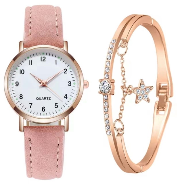 Bracelet de Montre en Cuir Montre à Quartz Classique pour Femme avec Cadran Lumineux, Bracelet en Cuir Mat, Petite Montre Ronde Rétro pour Femme avec Bracelet Bracelet pour Femmes Or