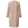 thumbnail image 4 of Robe Maxi Basique en Coton et Lin Style Bohème pour Femmes Col Ras du Cou Manches Mi-Longues Tenue Quotidienne, 4 of 9
