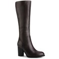 thumbnail image 1 of Unique Bargains Bottes Hauteur Genou à Bout Rond à Talon Bloc pour Femme Café US 7.5, 1 of 7