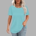 thumbnail image 2 of Yanlir T-Shirt Décontracté pour Femme à Col Rond Uni à Manches Courtes, Hauts de Mode Printemps et Été 2025, T-Shirt Basique Doux à Col Rond, Vêtement Léger pour le Travail et la Plage (Bleu Pâle,), 2 of 6
