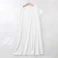 thumbnail image 2 of Yuyuzo Chemises de Nuit pour Femmes à Manches Courtes, Robes de Détente et de Sommeil, Amples, Basiques, Unies, Col Ras du Cou, T-Shirts Confortables, Nuisette, 2 of 6