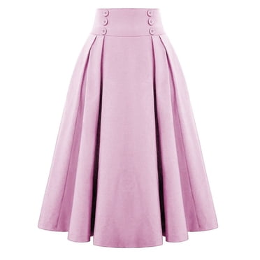 Pisexur Women's Vintage Plaid Skirt Side Split Skirt Elastic High Waisted Midi A-Line Flowy Skirts with Pockets
