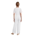 thumbnail image 2 of Kvysinly Kids Flower Girls Sparkly Wide Leg Jumpsuits Rhinestone Round Collar Short Sleeve Rompers Pants White 12, 2 of 5