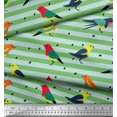 thumbnail image 3 of Soimoi Green polyester Crepe Fabric Stripe & Bird Print Sewing Fabric Yard 52 Inch Wide, 3 of 3
