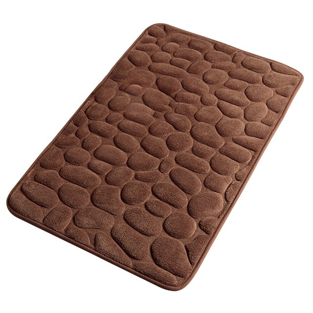 Yingyy Embossed Bath Mat Quick-Drying Solid Color Shower Absorbent Bathroom Rug Large Kitchen Washroom Door Bathmat Kids Safety Coffee 50x80cm