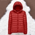 thumbnail image 4 of Packable down Jacket, Lightweight Hooded Puffer, White Duck down Coat Red L , Coat, 4 of 5