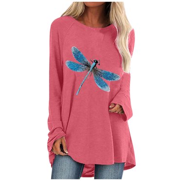 Mode Femme Décontractée Imprimé Col Rond T-shirt Manches Longues Ample Blouse Pull