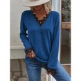 thumbnail image 3 of Haut Tricoté pour Femmes, Col en V, Manches Raglan, Confortable pour le Travail, pour les Rendez-Vous, Gris, Noir, Rouge, Bleu, Kaki, Rose Vif, Couleur Citrouille, 3 of 8