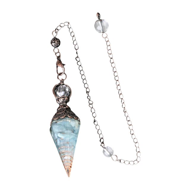 lionlar Pendulum Hexagonal en Cristal Générateur d'Énergie Collier Reiki pour Protection Bleu