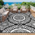 thumbnail image 1 of Outdoor Rug x Outdoor Carpet Reversible Patio Rug for Camping Large Outdoor Plastic Straw Area Rug Portable Geometric Mats for RV Backyard Deck Porch Beach Picnic Teal, 1 of 7