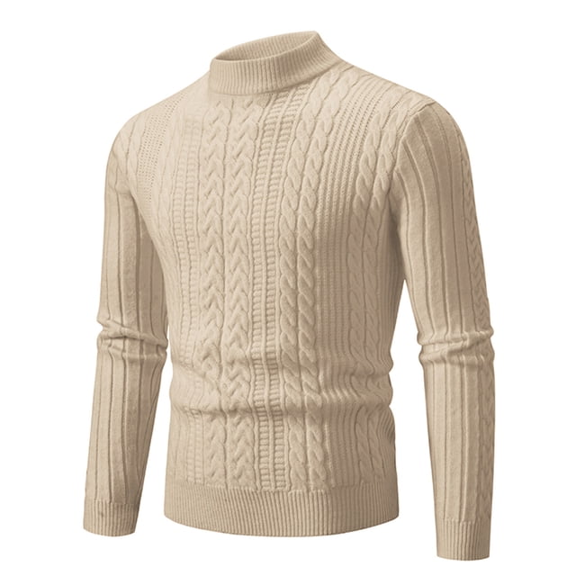 Weiqiqre Sweaters for Men Cable Knit Turtleneck Pullover Long Sleeve Twisted Fall WInter Thermal Jumper Sweaters