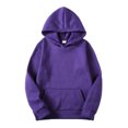 thumbnail image 1 of Yeahdor Men's Basic Long Sleeve Drawstring Hoodie Sweatshirt Casual Solid Color Pullover Tops Purple L, 1 of 3