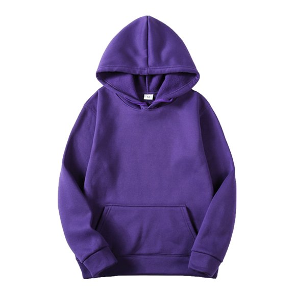 Jowowha Men's Long Sleeve Hooded Sweatshirt Casual Autumn Solid Color Pullover Base Layer Purple 3XL