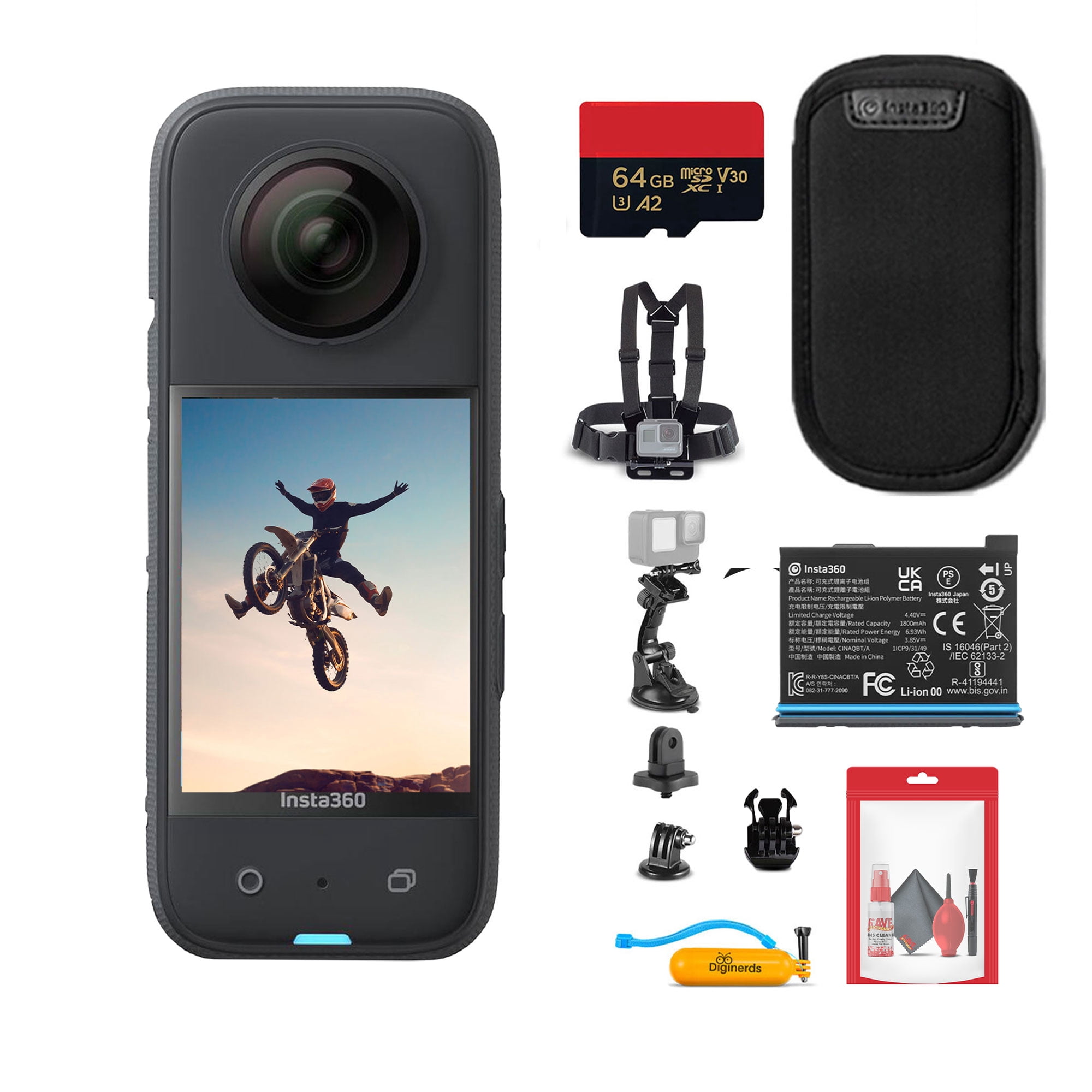 Insta360 X3 - Waterproof 360 Camera + 50-in-1 Accessory Kit + 64GB