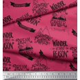 thumbnail image 2 of Soimoi Pink Silk Fabric Dream Chaser Text Print Sewing Fabric Yard 42 Inch Wide, 2 of 5