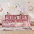 thumbnail image 4 of Costway Lit Montessori Format Simple au Sol avec Étagères de Rangement Bibliothèque et Barrières de Sécurité Rose, 4 of 10