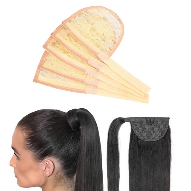 BELOVING 5pcs Hair Net for Making Ponytail Weaving Net Caps Hair cream color