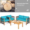 thumbnail image 4 of Costway 4PCS Wooden Patio Furniture Set CUS01hioned Sofa W/Rope Armrest Turquoise, 4 of 9