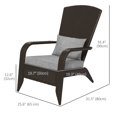 thumbnail image 3 of Outsunny Rattan Adirondack Chair Wicker Fire Pit Chair with Cushion Grey, 3 of 10