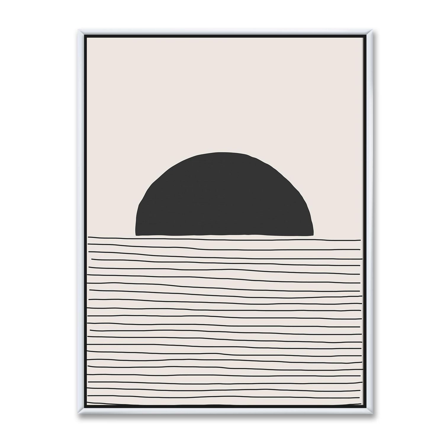 Designart Lignes géométriques minimales et cercle V ART MURAL À CADRE FLOTTÉ