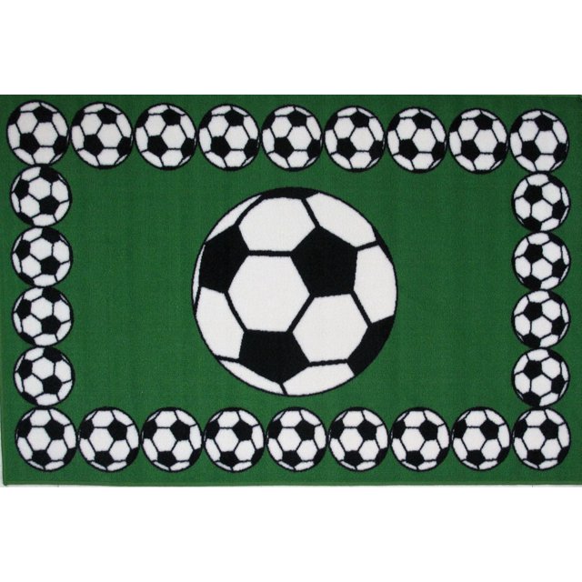 Tapis rectangle amusant pour enfant L'Heure du soccer multicolore nylon