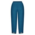 thumbnail image 4 of Women's Summer Comfortable Loose Wide Legged Fashion Solid Color Capris RXIRUCGD Bleu, Taille: S, 4 of 5
