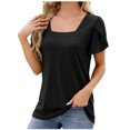 thumbnail image 1 of T-shirt Ample Imprimé à Manches Courtes à Col Rond Uni pour Femmes, 1 of 1