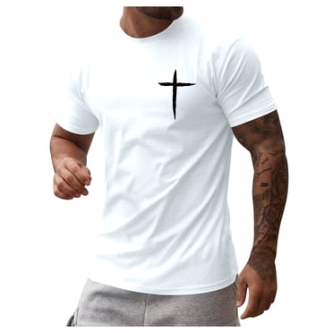 LUOGENLI Male T-shirts for Mens Mens Short Sleeve T Shirts Crew Neck Printed Shirts Shirts T-shirts for Men Graphic Tee Easter Tee T-shirts Mens White Summer Clothes White XL