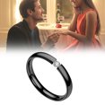 thumbnail image 1 of Openpig Fashion Couple Stainless Steel Valentine's Day Jewelry Gift Classical Simple Plain Stainless Steel Stackable Cubic Zircon Wedding Band Ring(Size 13), 1 of 2