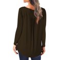thumbnail image 3 of Yuyuzo Womens Fall Shirts Long Sleeve Casual Scoop Neck Buttons Ruffled Tunic Tops Flowy Blouses, 3 of 5