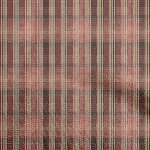 oneOone Georgette Viscose Brown Fabric Check Sewing Craft Projects Fabric Prints By Yard 42 Inch Wide