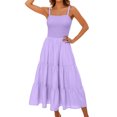 thumbnail image 2 of Robes d'Été pour Femmes 2025 Zeophrasy Robe Unie Sans Manches Col Rond Aguichant Élégante Boîte de Nuit Fête Tunique Mini Robes Décontractées Vacances Liquidation Moins de 5, 2 of 4