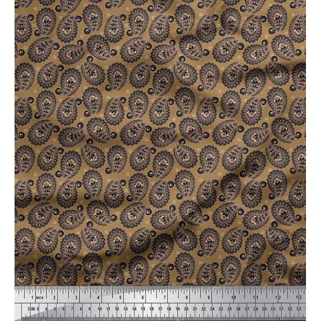 Soimoi Rayon Fabric Spiral & Paisley Decor Fabric Printed Yard 56 Inch Wide