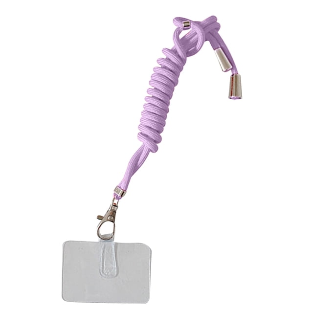 Mobile Phone Nylon Hanging Ropes with Card Detachable Neck Cords Anti-lost Crossbody Necklace Lanyards Strap Cellphone Accessory Purple