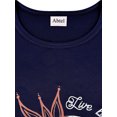thumbnail image 3 of MAWCLOS Dames Tops Tournesol Imprimé T-Shirt Manches Courtes Tee-Shirt de Mode de Travail Col Rond Top Bleu Marine, 3 of 3