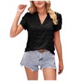 thumbnail image 1 of Timegard Womens Tops Flowy V Neck Petal Short Sleeve Ruched Loose Casual Lightweight Tops Summer Beach, 1 of 5