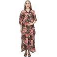 thumbnail image 4 of Bimba Robe Maxi de Maternité Imprimée à Cordon, Brun, pour Mamans, Kaftan d'Allaitement-22, 4 of 7