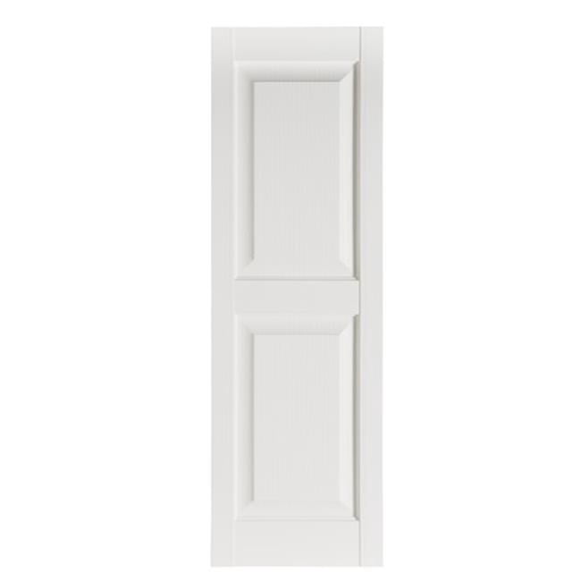 Premier Raised Panel Exterior Decorative Shutters, White - 15 x 71 in.