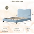 thumbnail image 2 of Ourlova Queen Size Upholstered Bed Frame with Headboard Low Profile Platform Rounded Corners Wooden Slats Noise Free No Box Spring Needed Blue, 2 of 9