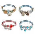 thumbnail image 2 of Women Stainless Steel Crystal Bee Charms Bracelets Wire Cable Rhinestones Disco Ball Open Adjustable Cuff Bangle DIY Jewelry, 2 of 4